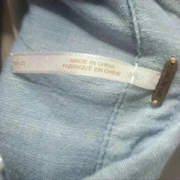 Free People denim tope with eyelet crocheted back. - Picture 3 of 7